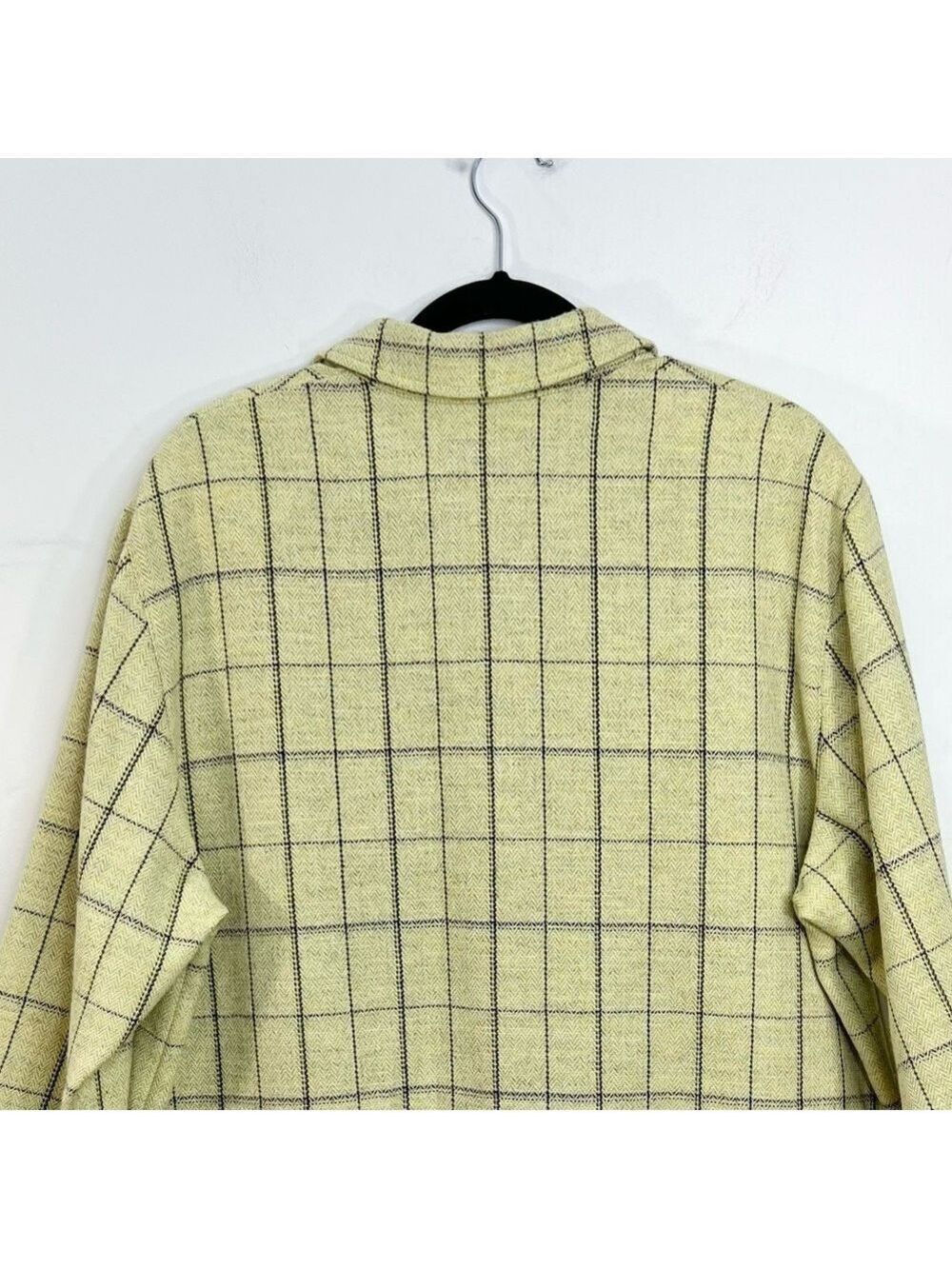 Eugen Klein Germany pale green boxy plaid 100% wool overshirt shacket 14 - Picture 6 of 15